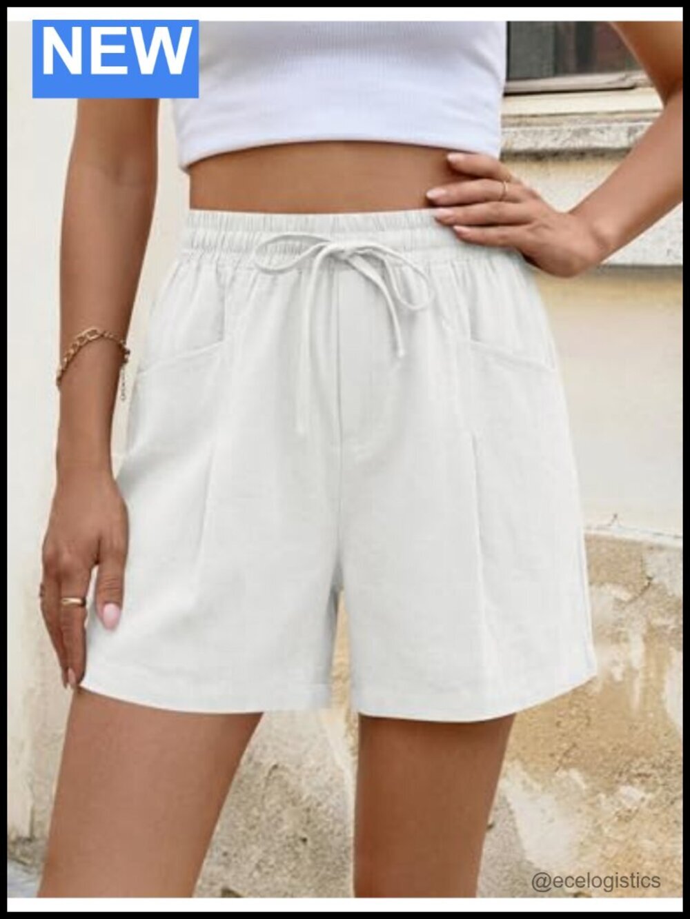 Linen Blend Wide Leg High Waisted Casual Shorts with Pockets